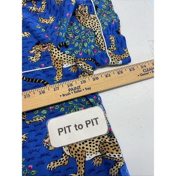 Print Fresh Bagheera Pajama Set Size SM Leopard Print Blue short slv Top &  Pant - Picture 9 of 13